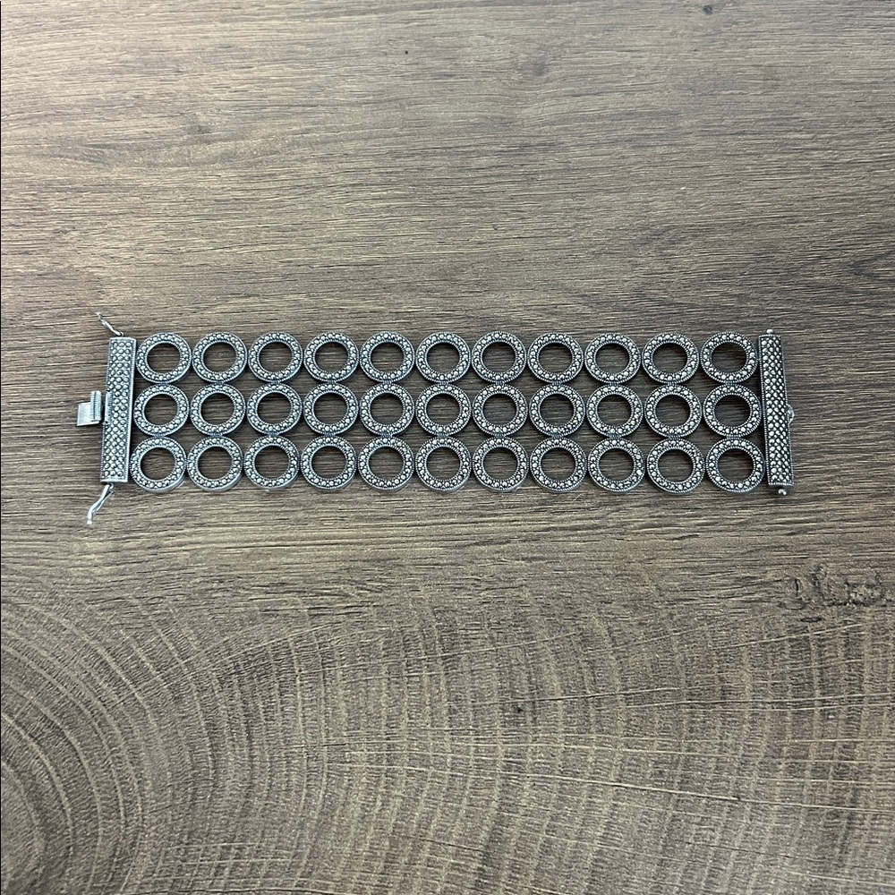 925 Sterling Silver Circle Link Statement Bracele… - image 4